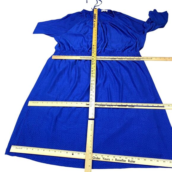 Skies Are Blue Dress Womens 3X Blue Lined Cinched Waist Round Neck Pullover - Picture 6 of 16